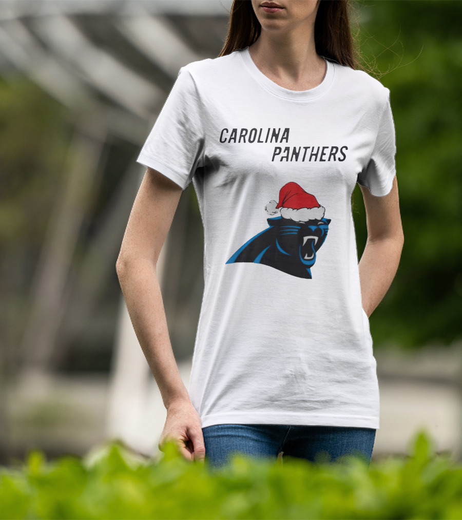 Carolina Panthers Christmas Santa Hat T-Shirt