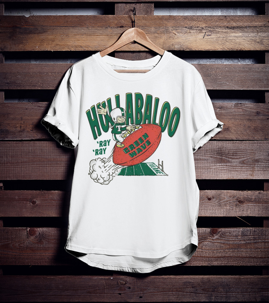 Hullabaloo Ray Ray Tulane Green Wave Football Player Riding Ball T-Shirt