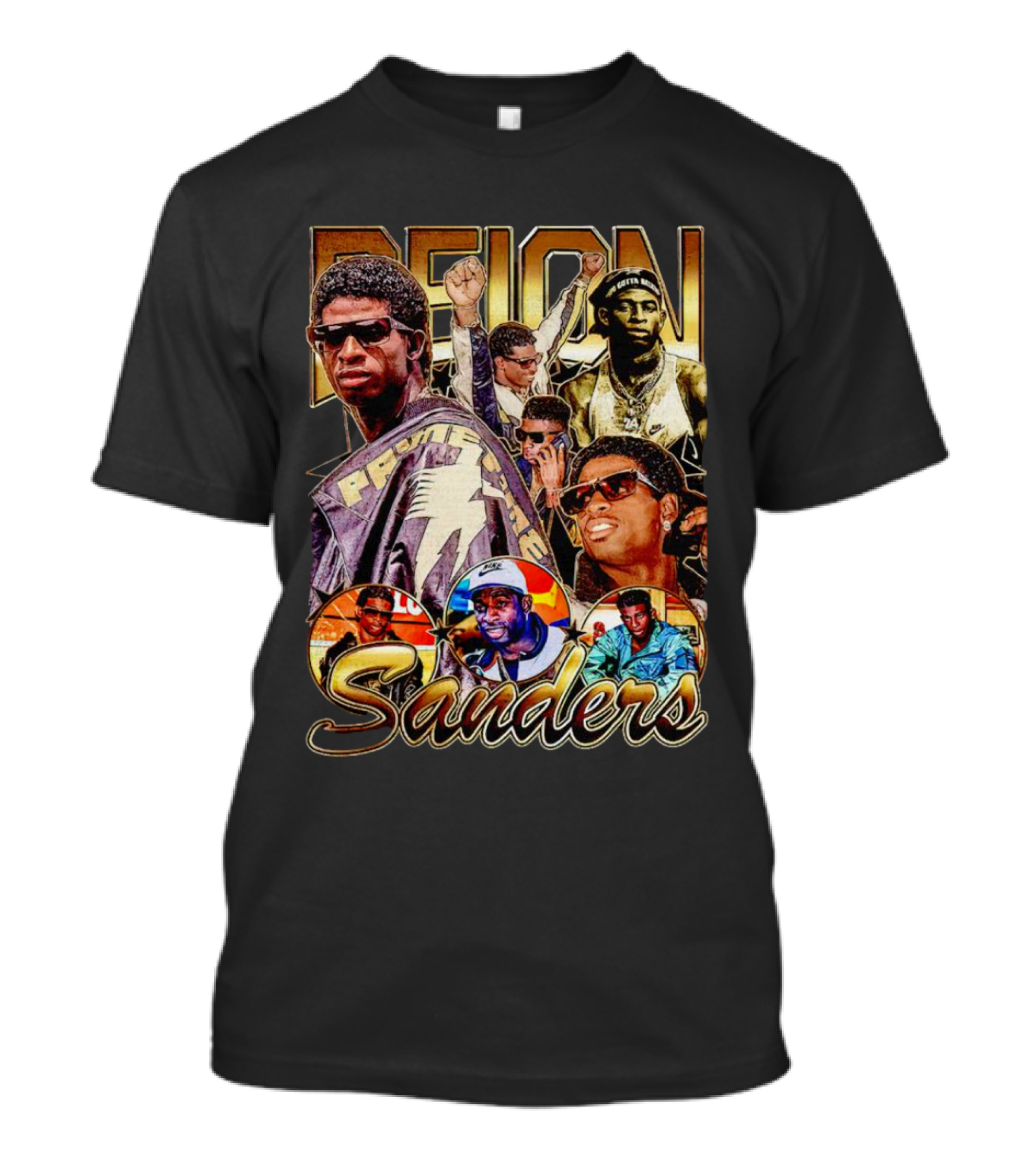 Deion Sanders Prime Time Vintage Collage With Multiple Portraits T-Shirt