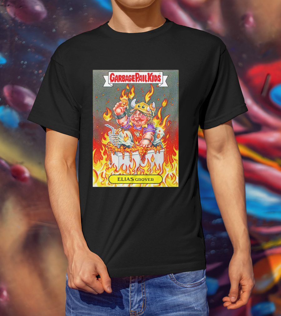 Garbage Pail Kids Elias Grover Viking Costume In Flames T-Shirt