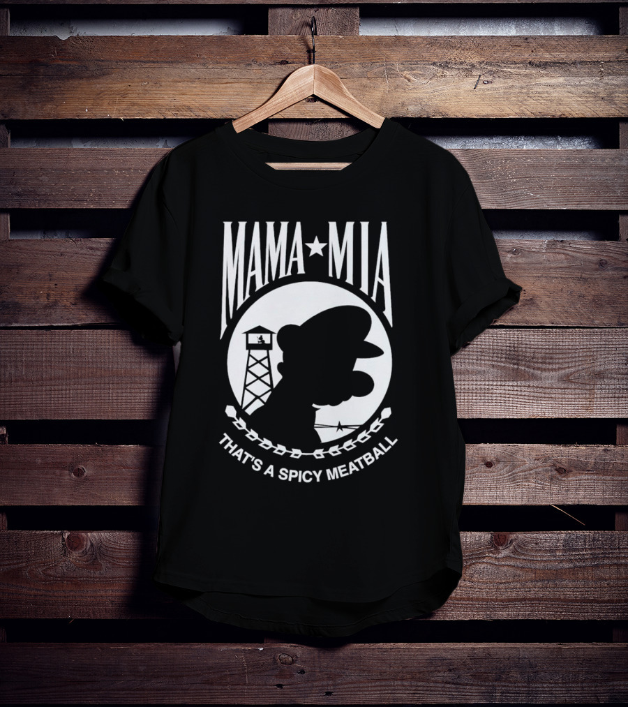 MAMA MIA THAT'S A SPICY MEATBALL Mario Silhouette Prison Tower T-Shirt