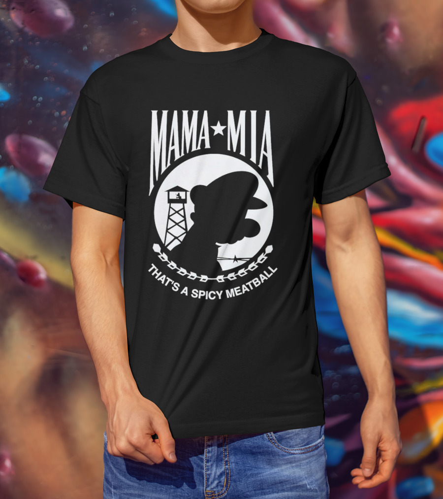 MAMA MIA THAT'S A SPICY MEATBALL Mario Silhouette Prison Tower T-Shirt