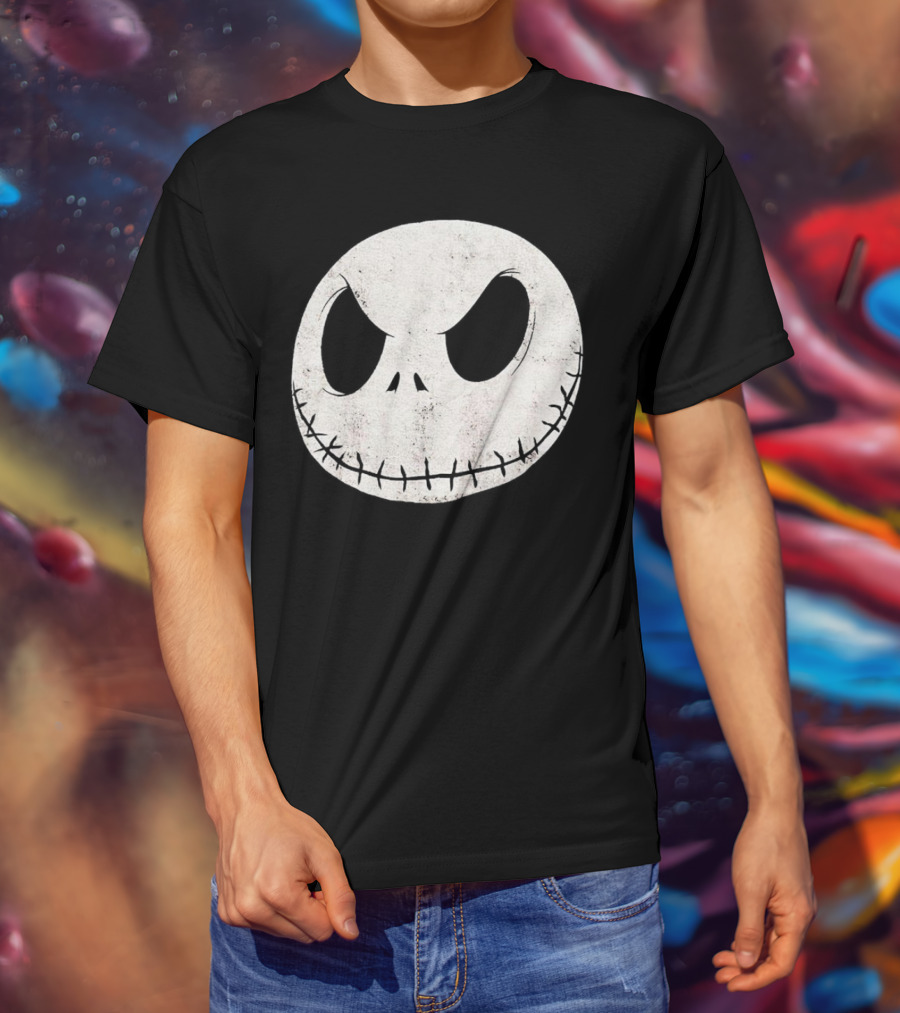 Disney Nightmare Before Christmas Jack Skellington Face Iconic Character T-Shirt