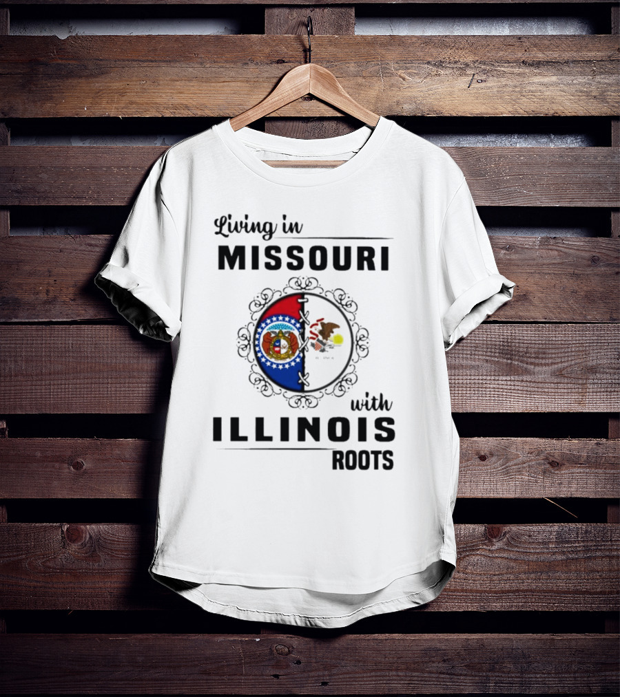 Living In Missouri With Illinois Roots State Seals Emblem T-Shirt