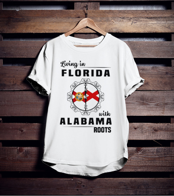 Living In Florida With Alabama Roots State Flags Circular T-Shirt