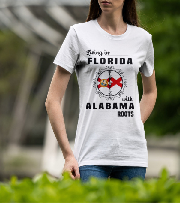 Living In Florida With Alabama Roots State Flags Circular T-Shirt