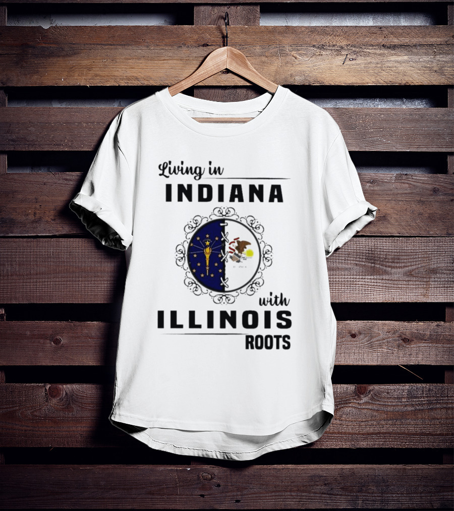 Indiana Living With Illinois Roots Emblem T-Shirt