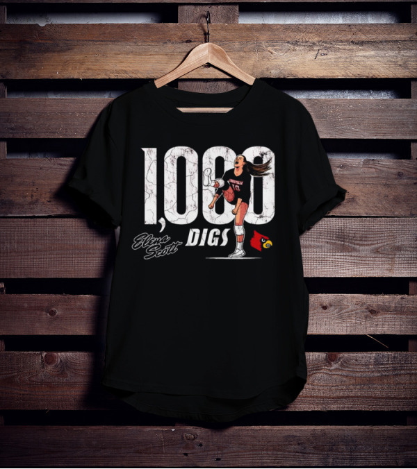 Elena Scott 1000 Digs Louisville Cardinals Volleyball Achievement T-Shirt