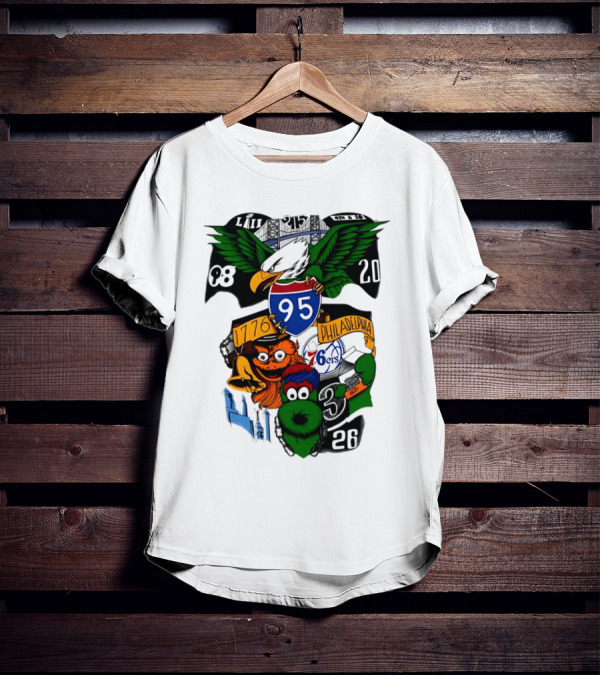 LII Eagle 215 Philadelphia 98 20 1776 76ers 26 Mascot T-Shirt