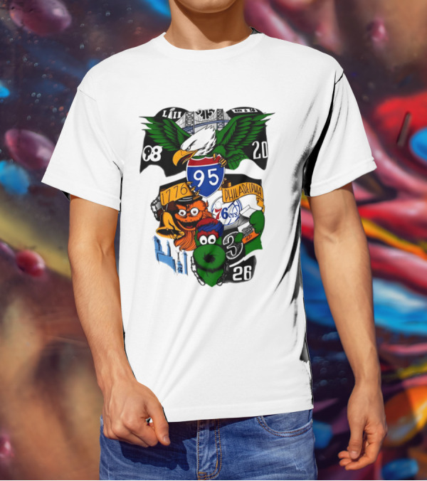 LII Eagle 215 Philadelphia 98 20 1776 76ers 26 Mascot T-Shirt