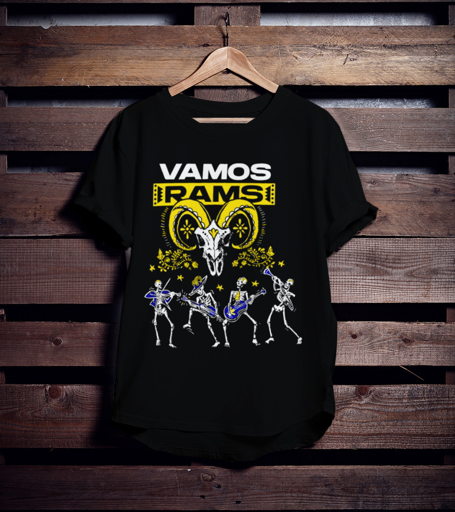 Vamos Rams Dia De Los Muertos Skeleton Dance T-Shirt