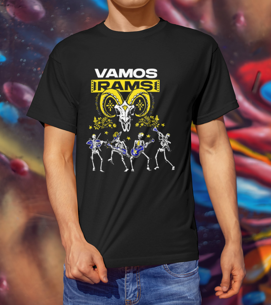 Vamos Rams Dia De Los Muertos Skeleton Dance T-Shirt