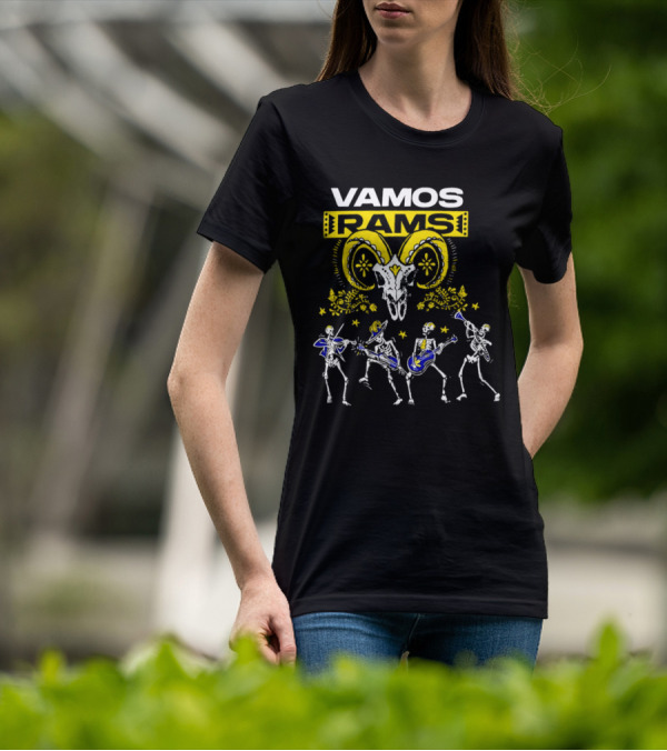 Vamos Rams Dia De Los Muertos Skeleton Dance T-Shirt