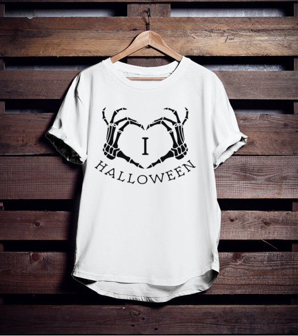 Skeleton Heart I Love Halloween T-Shirt