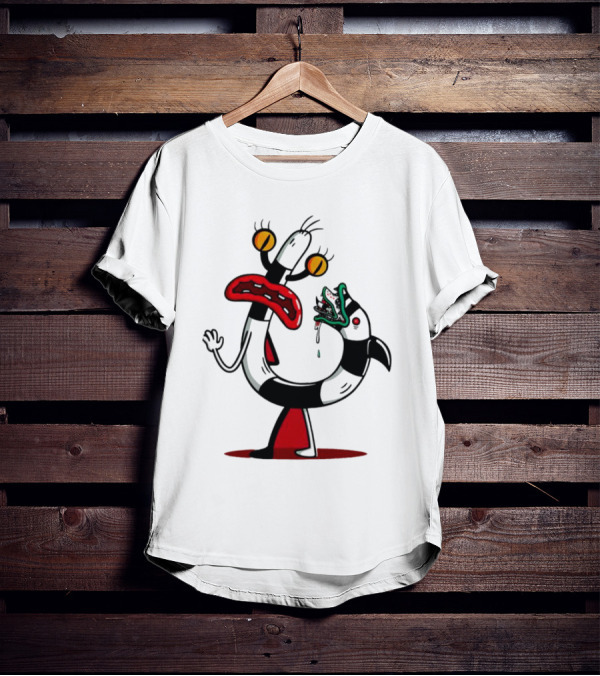 Worm Tail Cartoon Creature Horror T-Shirt
