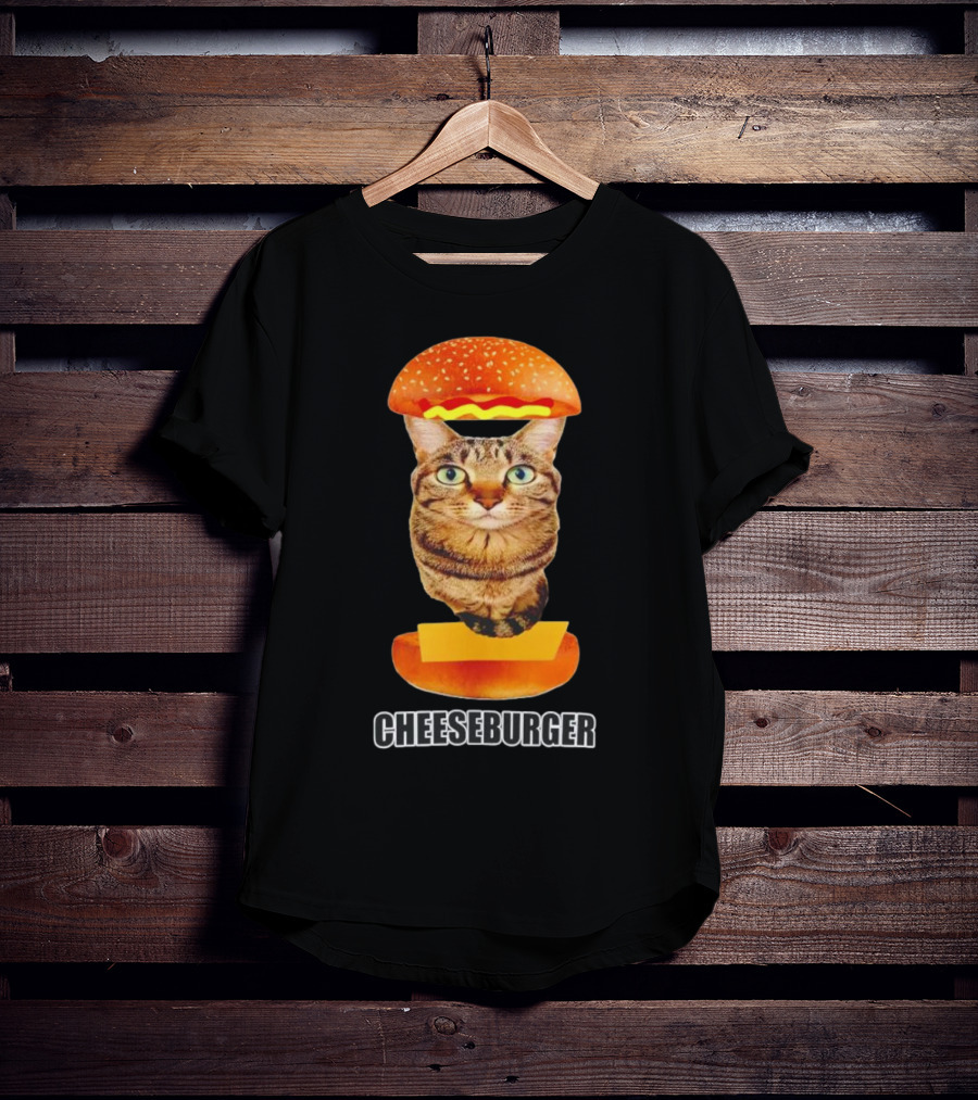 Cat Cheeseburger Head Sandwich T-Shirt