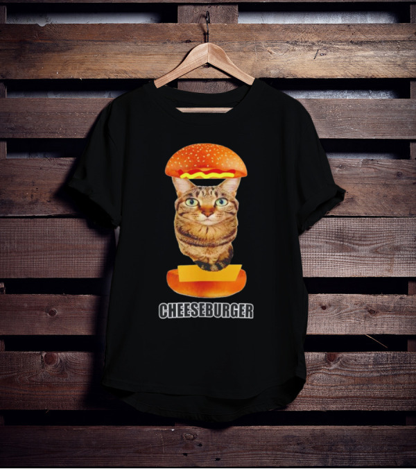 Cat Cheeseburger Head Sandwich T-Shirt