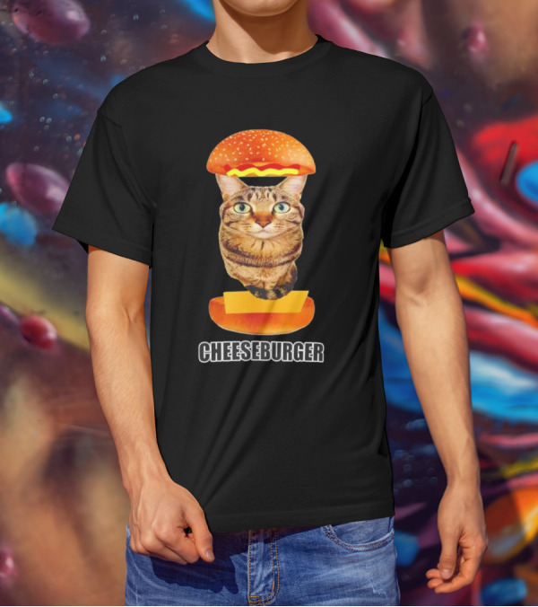 Cat Cheeseburger Head Sandwich T-Shirt