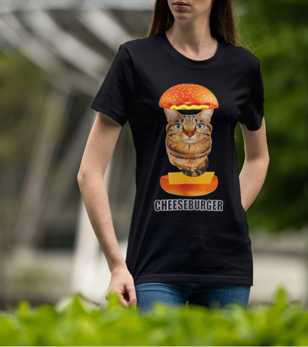 Cat Cheeseburger Head Sandwich T-Shirt