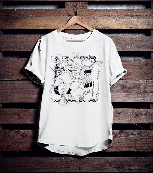 Cat Sk8 Fast Eat Ass Skateboard Style Adventure T-Shirt