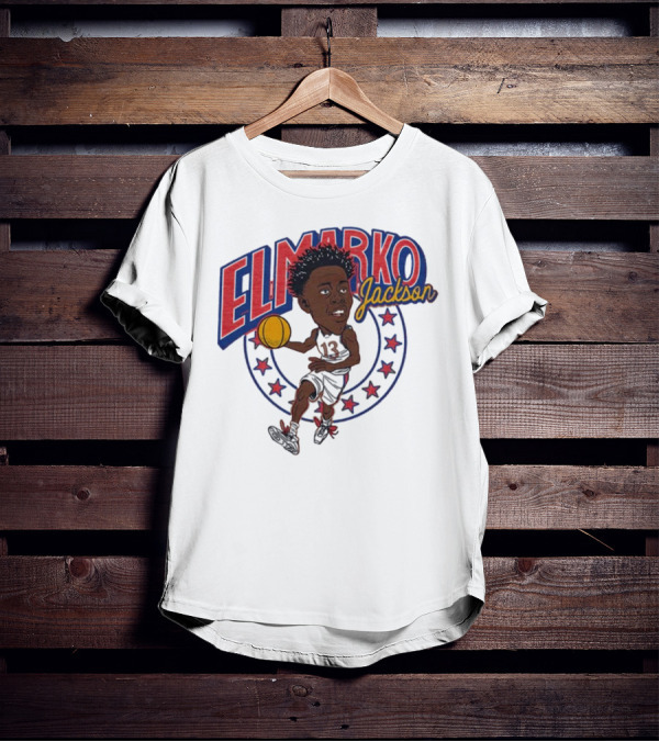 Elmarko Jackson Kansas Jayhawks Basketball Vintage Stars T-Shirt