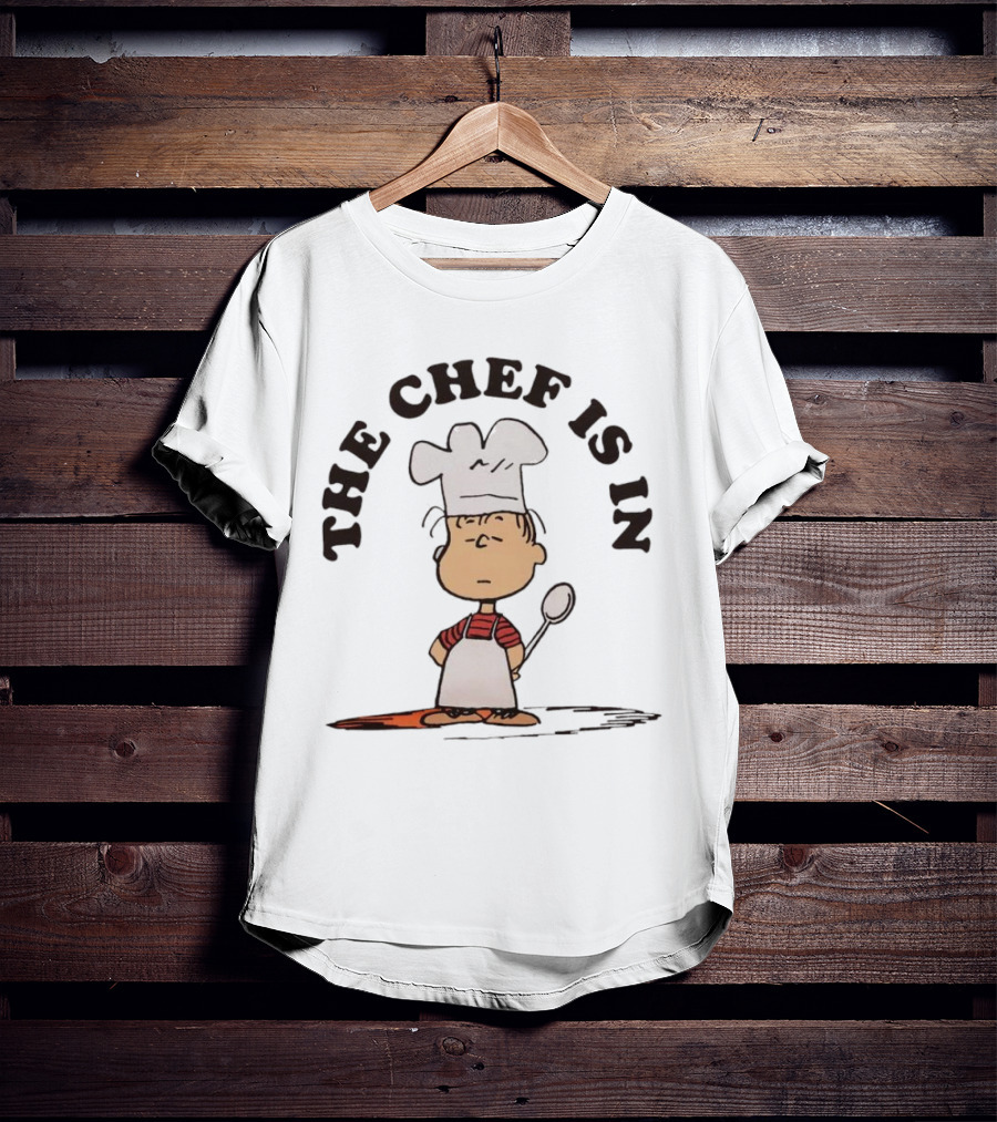 Linus Peanuts The Chef Is In Cooking Spoon Comic Character T-Shirt