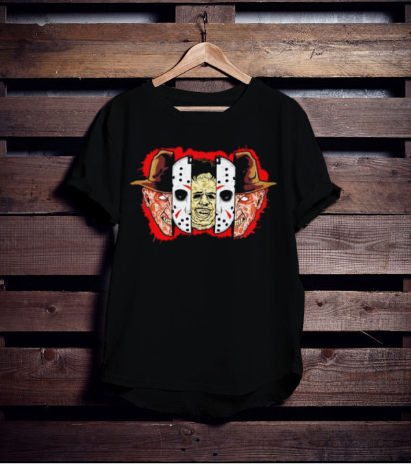 Michael Myers Jason Voorhees Freddy Krueger Slasher Trio Mask Horror Icons T-Shirt
