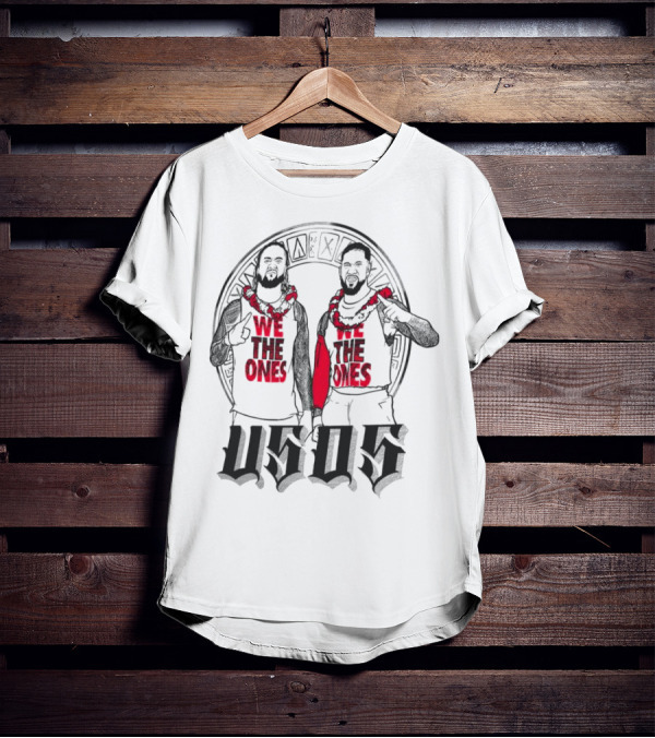 Ripple Junction Gray The Usos We The Ones Red Text And Figures T-Shirt