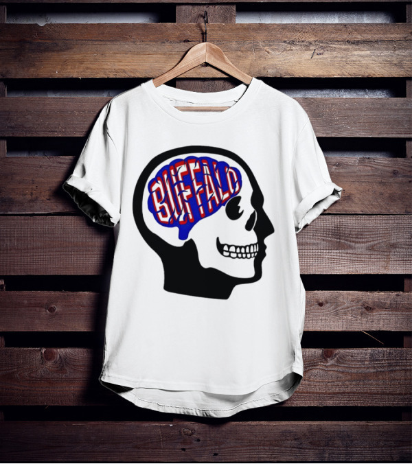 Buffalo Brain Outline In Skull T-Shirt