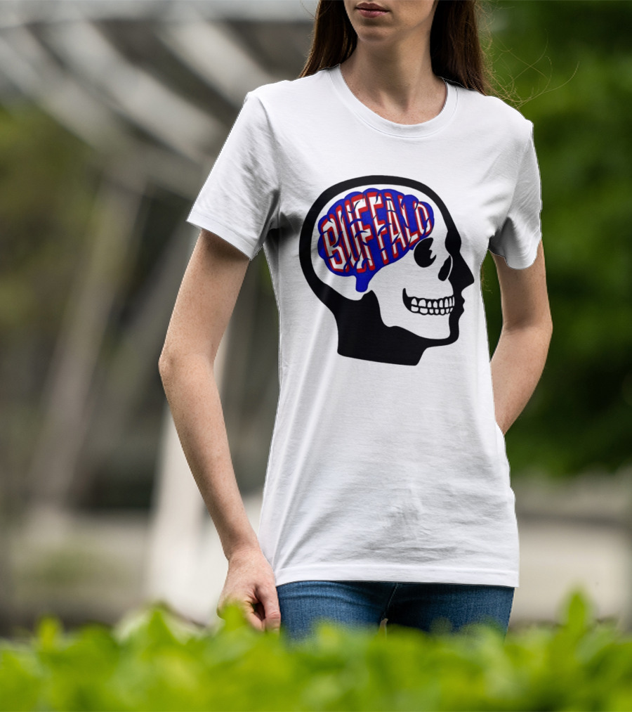 Buffalo Brain Outline In Skull T-Shirt
