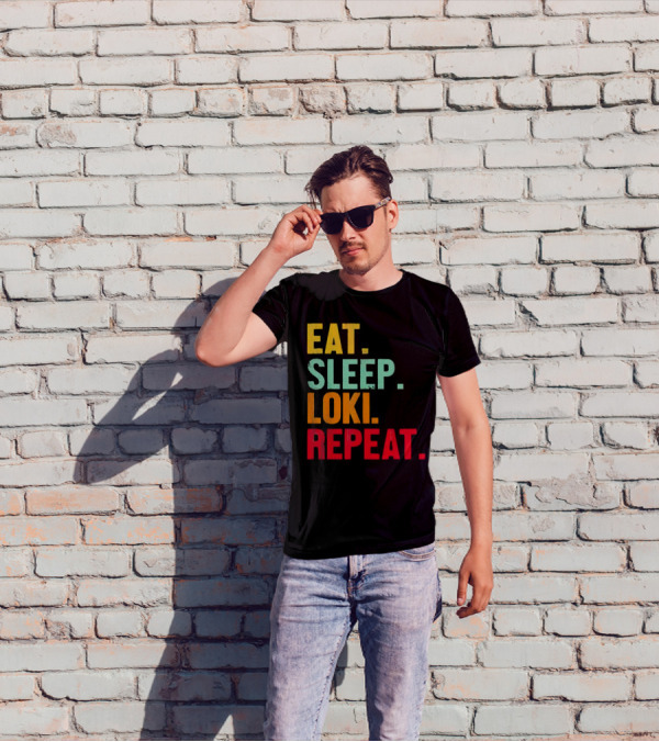 Eat Sleep Loki Repeat Marvel Fans Fandom Phrase T-Shirt