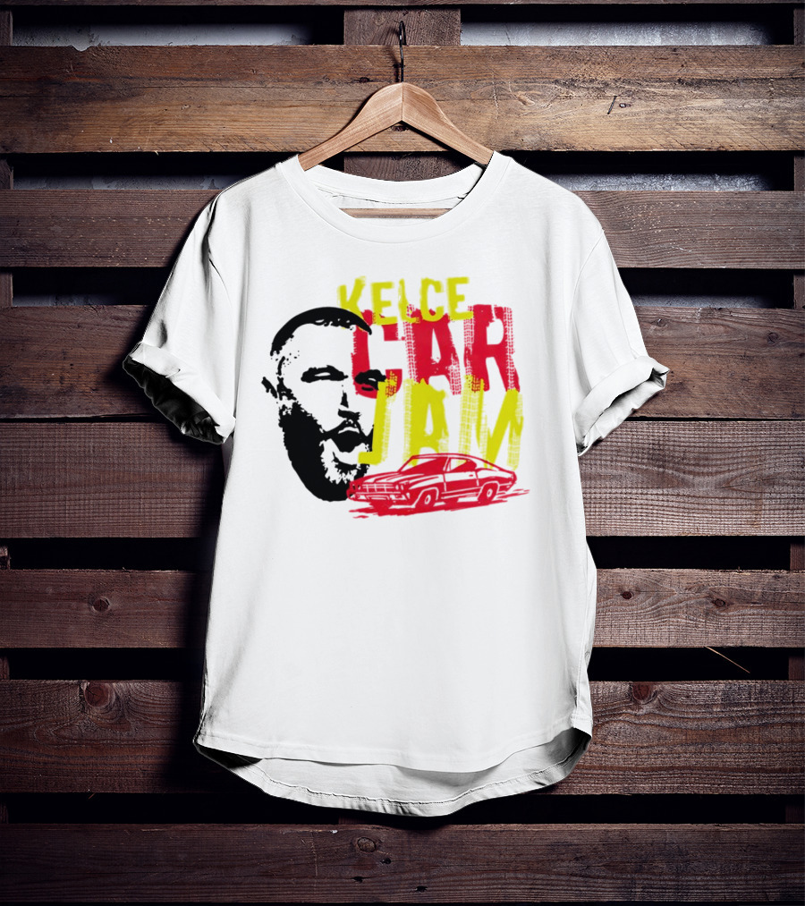 Kelce Car Jam Bold Yellow Red Face Car T-Shirt