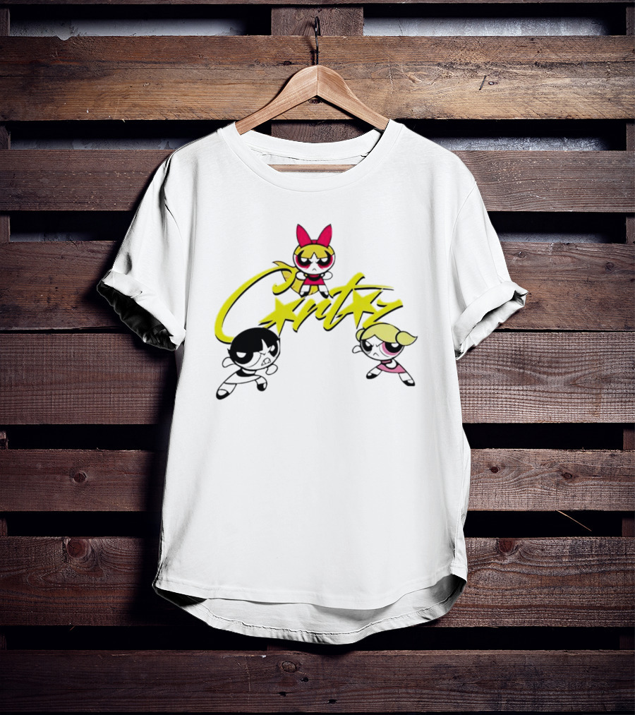 The Powerpuff Girls Corteiz Logo With Characters Buttercup Blossom Bubbles T-Shirt