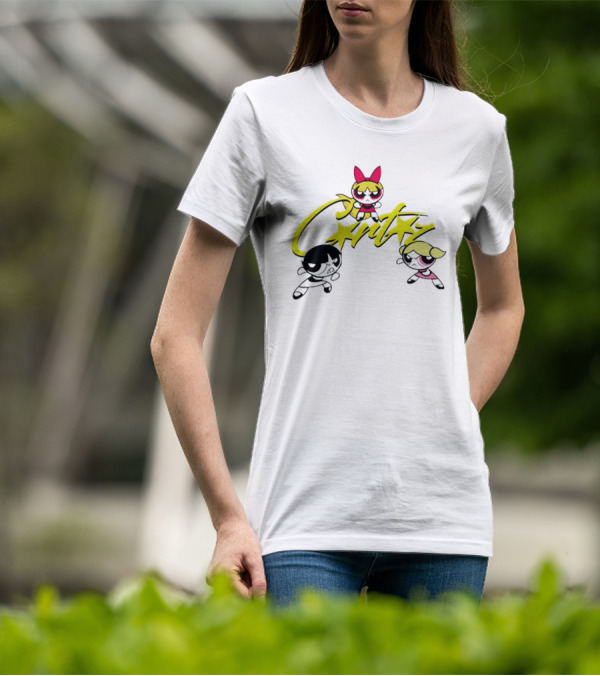 The Powerpuff Girls Corteiz Logo With Characters Buttercup Blossom Bubbles T-Shirt