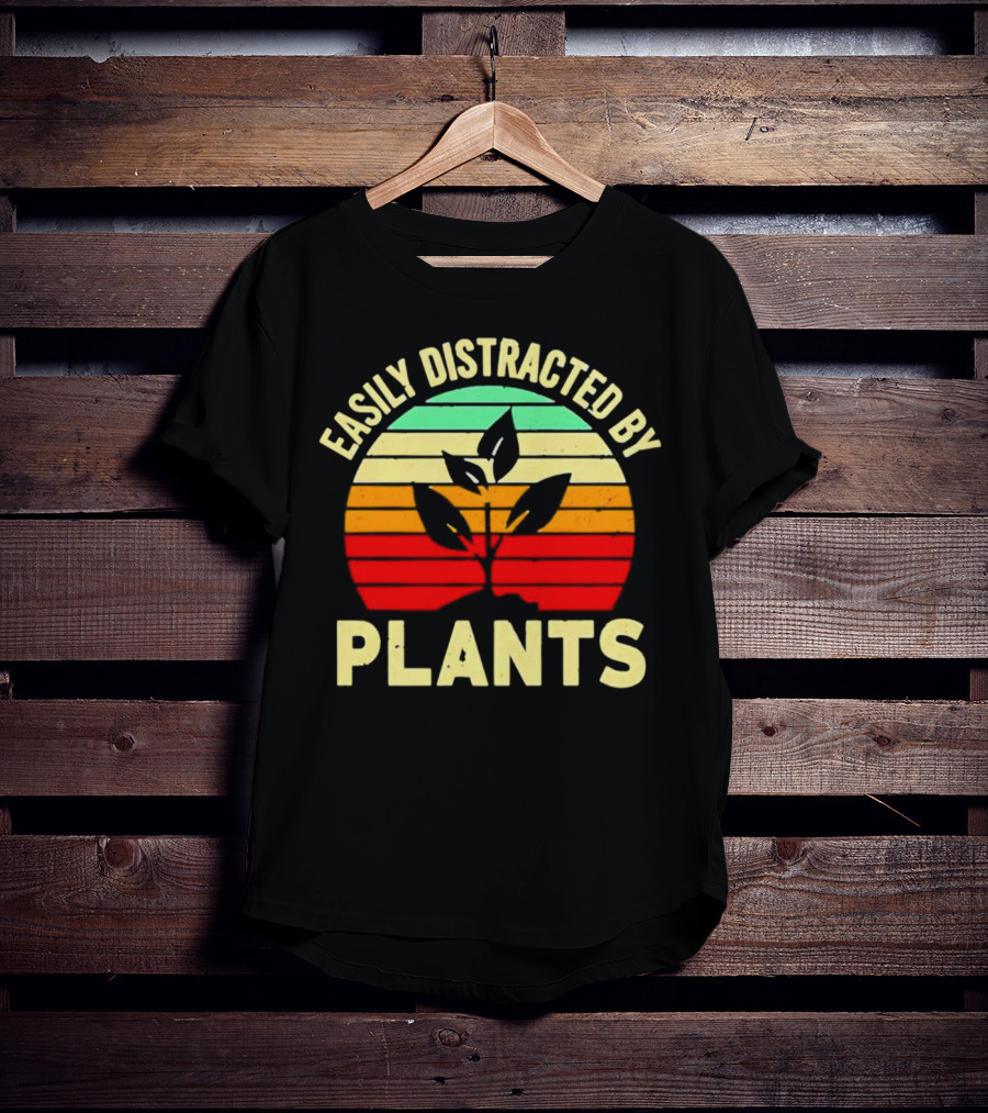 Easily Distracted By Plants Vintage Sunset T-Shirt