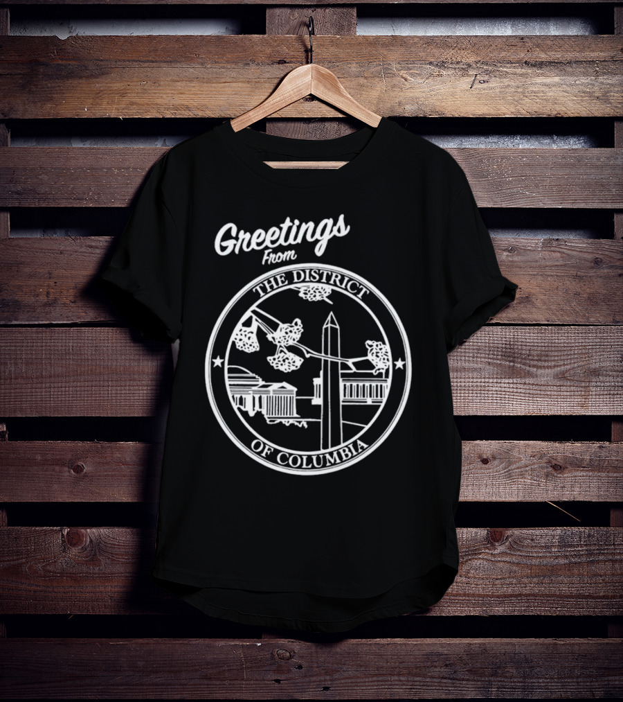 Greetings From The District Of Columbia Cherry Blossoms And Monument T-Shirt