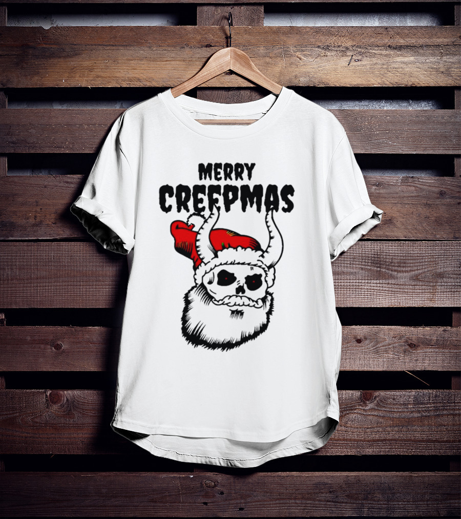 Merry Creepmas Horror Santa Skull Christmas T-Shirt