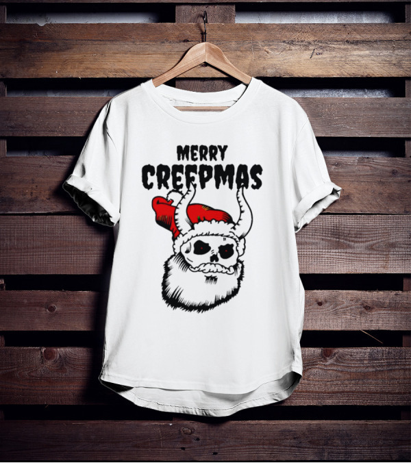 Merry Creepmas Horror Santa Skull Christmas T-Shirt