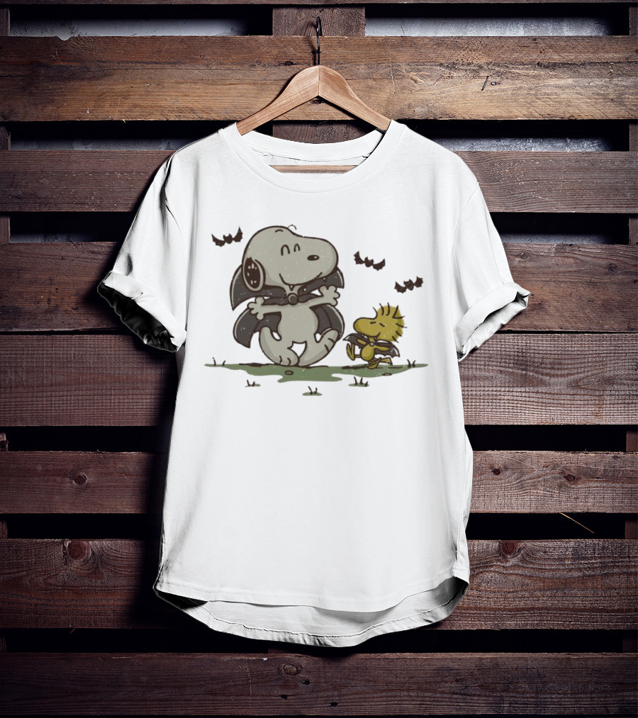 Snoopy And Woodstock Peanuts Spooky Halloween Fun T-Shirt