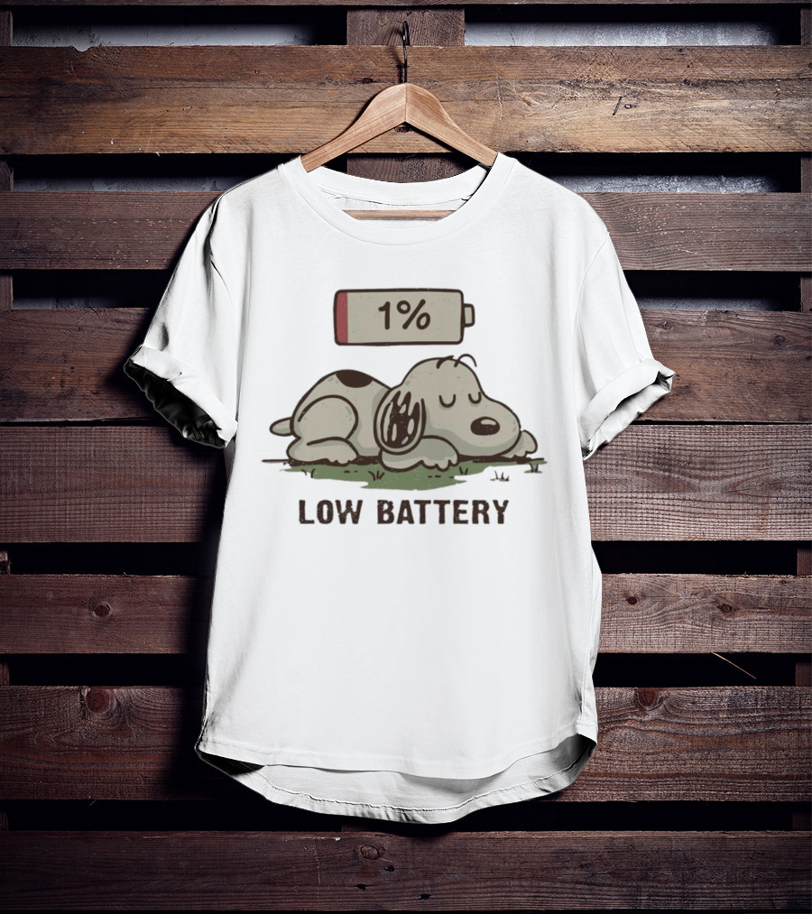 Snoopy Peanuts Low Battery 1% Nap T-Shirt