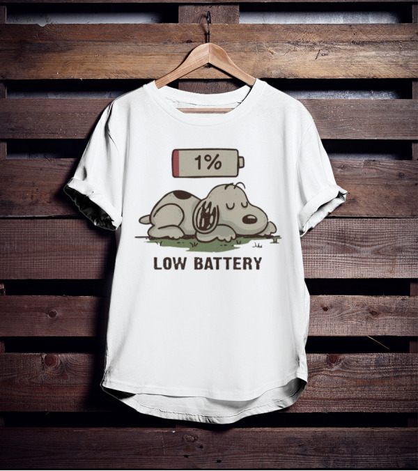 Snoopy Peanuts Low Battery 1% Nap T-Shirt
