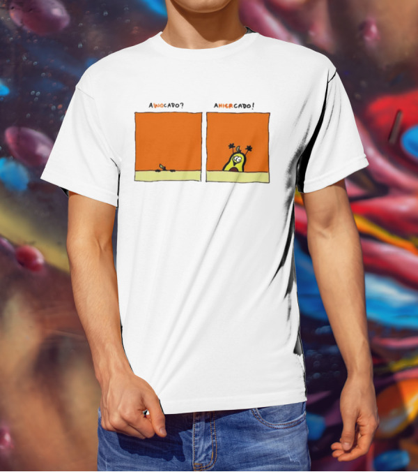 Awocado Ahiercado Funny Avocado Comic Two Panel Joke T-Shirt