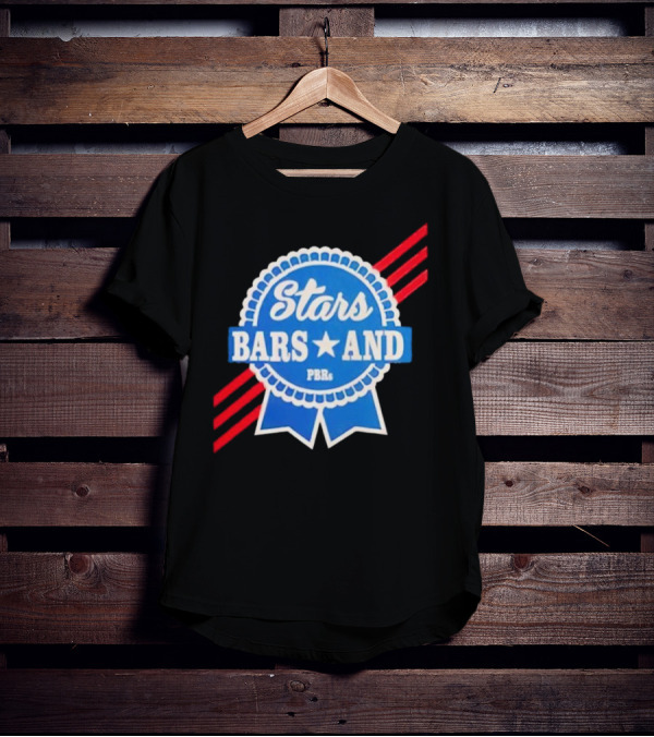 Stars Bars And PBRs Patriotic Blue Ribbon Badge T-Shirt