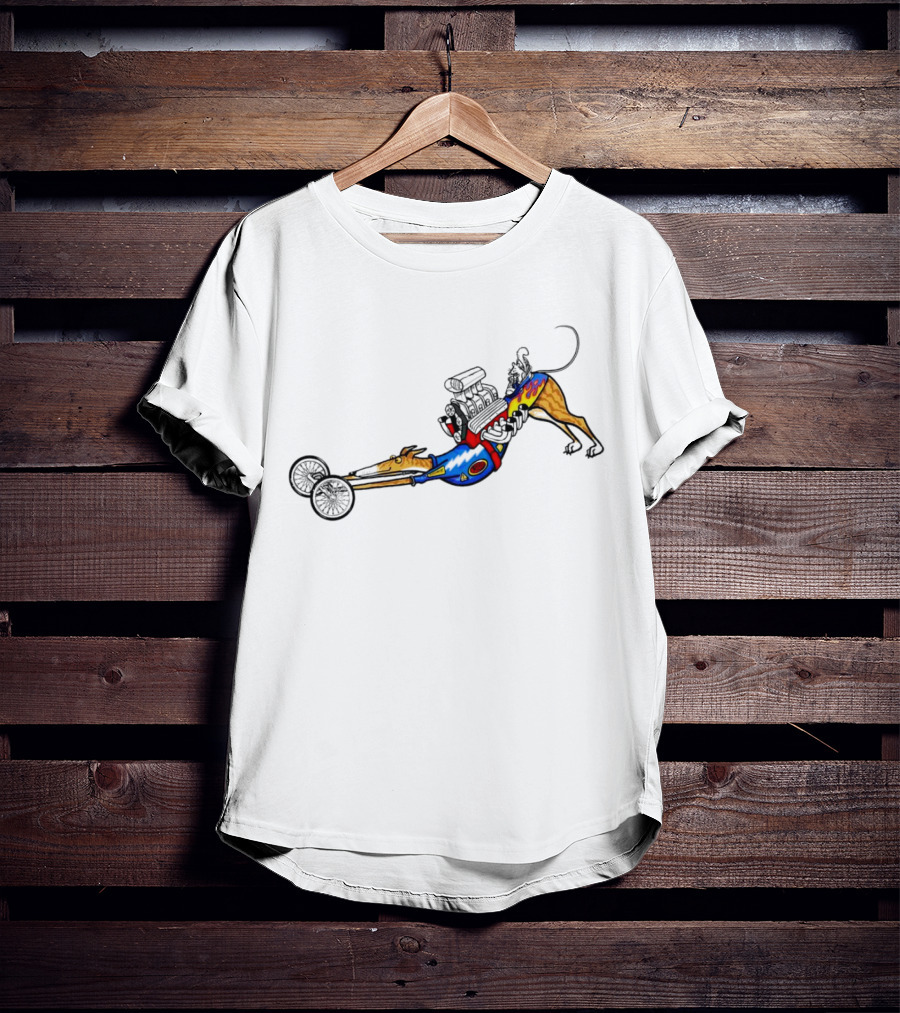 The Indianapolis One Cartoon Dog Dragster Engine Racing T-Shirt