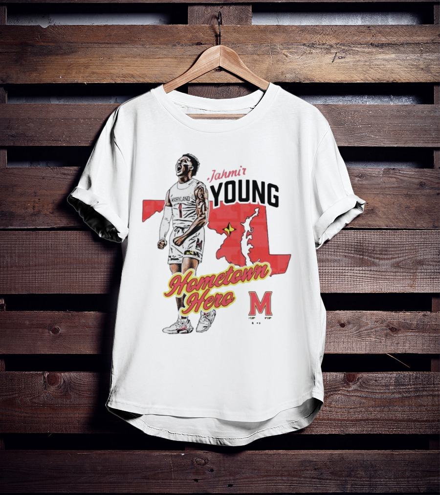 Jahmir Young Hometown Hero Maryland Map Red Star M T-Shirt
