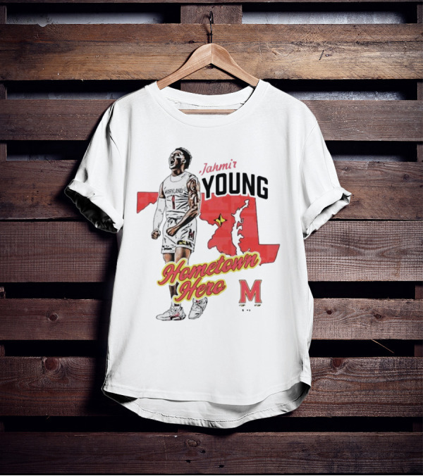 Jahmir Young Hometown Hero Maryland Map Red Star M T-Shirt