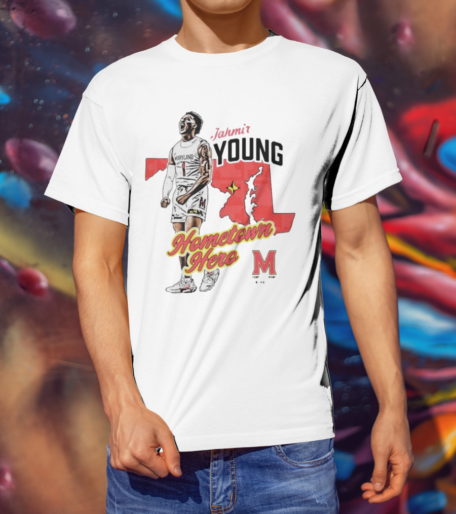 Jahmir Young Hometown Hero Maryland Map Red Star M T-Shirt