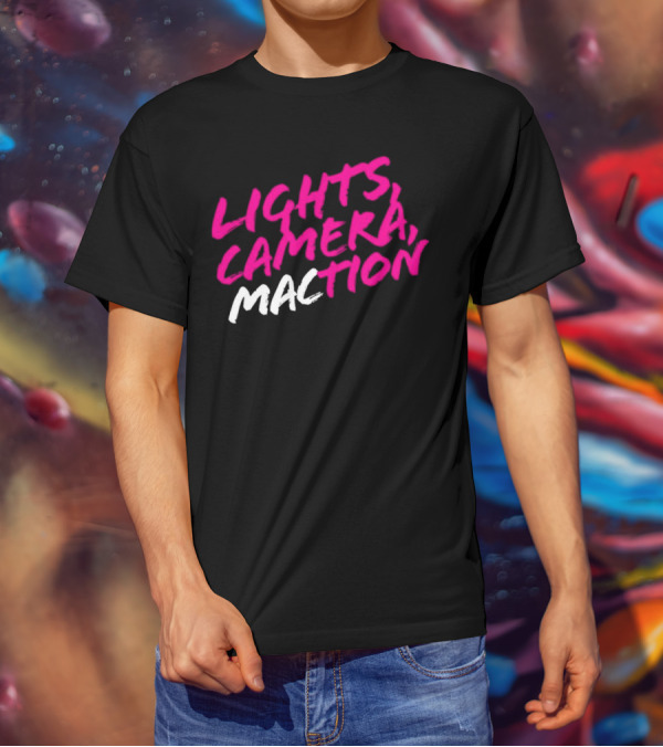 Lights Camera Maction Bold Neon Pink T-Shirt