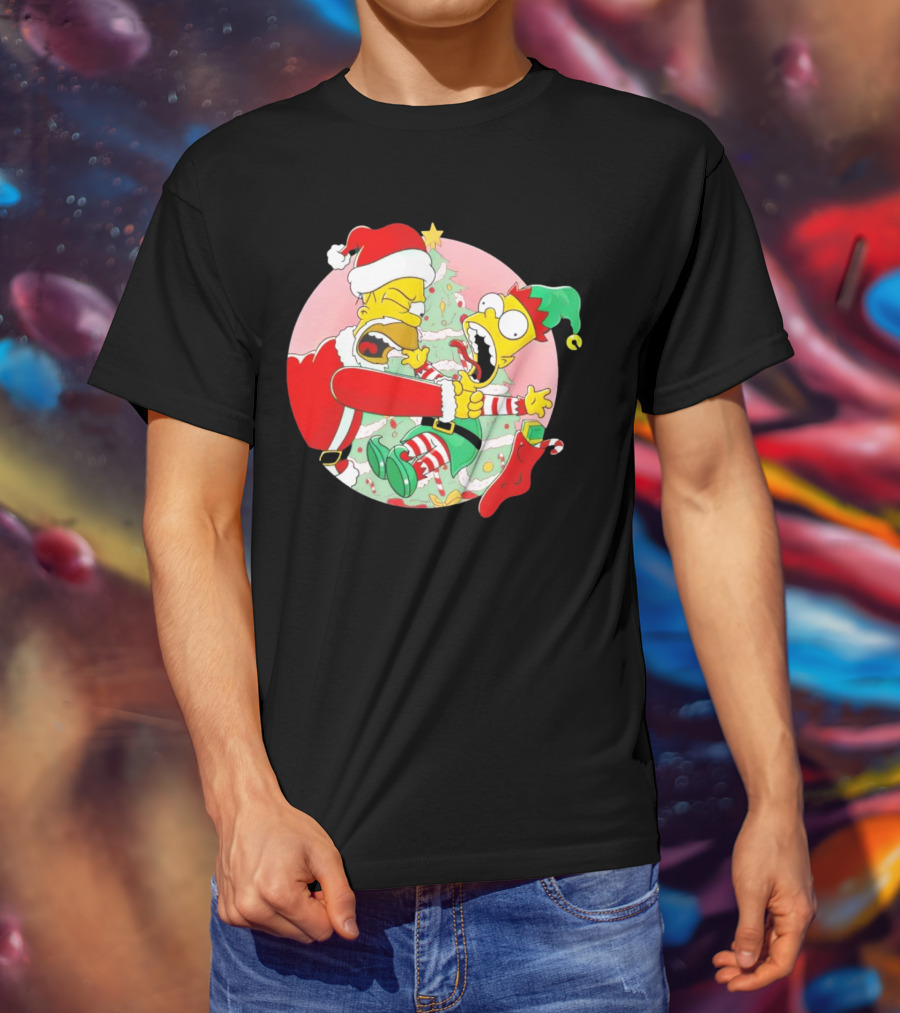 You Are Not Santa's Helper Animated Christmas Family Fight T-Shirt