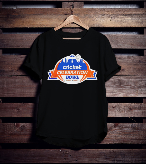 Cricket Celebration Bowl MEAC SWAC Logo With City Skyline And Football Field Symbols T-Shirt